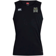 The Lewis County Elks Club Dry Singlet by Canterbury is a black sleeveless athletic tank top featuring Vapodri Technology for superior moisture management. It displays a small white EMB Canterbury logo on the right chest and the Elks team logo on the left chest—a high-performance piece of athletic gear ideal for training or game day.