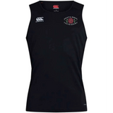 Introducing the Santa Rosa Youth Rugby Club Dry Singlet by EMB Canterbury—a black, sleeveless athletic shirt designed with Canterbury’s Club Dry singlet style and enhanced with Vapodri Technology for superior moisture management. Featuring the Canterbury logo along with “Santa Rosa Youth Rugby” text and emblem on the left chest, this singlet is ideal athletic gear for dedicated players.