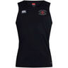Introducing the Santa Rosa Youth Rugby Club Dry Singlet by EMB Canterbury—a black, sleeveless athletic shirt designed with Canterbury’s Club Dry singlet style and enhanced with Vapodri Technology for superior moisture management. Featuring the Canterbury logo along with “Santa Rosa Youth Rugby” text and emblem on the left chest, this singlet is ideal athletic gear for dedicated players.
