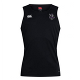 The Cypress Warriors Men's Rugby Club Dry Singlet by EMB Canterbury features Vapodri Technology, a white Canterbury logo on the right chest, and a purple and white team logo on the left—ideal for athletic gear fans.