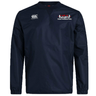 The EMB Canterbury USA Para Powerlifting Club Vaposhield Contact Top is a navy long-sleeve training top with the Canterbury logo on the right chest and the USA Para Powerlifting logo on the left chest.