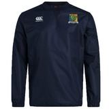 Navy blue long-sleeved Takoma Touch Rugby Club Vaposhield Contact Top by Canterbury with a crest featuring a green rooster on the left chest.