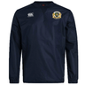 The Old Man Rivah Rugby Club Vaposhield Contact Top by EMB Canterbury is a navy blue, long-sleeve top with a Canterbury logo on the right chest and an embroidered crest on the left.