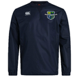 The Kingwood Rugby Club Vaposhield Contact Top by EMB Canterbury is a navy long-sleeve pullover featuring a white Canterbury logo, crest patch, and water-repellent Vaposhield technology for extra protection.