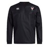 The Superior Rugby Club Vaposhield Contact Top by EMB Canterbury is a black long-sleeve top featuring the Canterbury logo on the right chest and a shield "SALFORD" emblem on the left. Designed with Vaposhield tech for wet weather training.