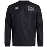 The Valley Panthers Girls Rugby Club Vaposhield Contact Top by EMB Canterbury features a black long-sleeve design with the Canterbury logo on the right chest and the Valley Panthers Girls Rugby emblem on the left chest, crafted from Vaposhield fabric for enhanced water resistance—making it an ideal custom rugby top for training or match day.