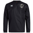Black long-sleeved ICRON Club Vaposhield Contact Top by Canterbury featuring a brand logo on the right chest and a shield emblem with a rugby ball on the left.