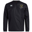 A black long-sleeve Hornets Rugby Club 1977 Club Vaposhield Contact Top by EMB Canterbury, featuring the Canterbury logo on the right chest and a Hornets Rugby Club emblem on the left chest. This custom rugby top is equipped with Vaposhield technology, providing durable comfort and protection for every training session.