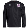 Black long-sleeved Western Carolina University Club Vaposhield Contact Top by Canterbury with a white logo on the right chest and a Western Carolina Rugby emblem on the left chest.