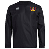 The Potomac Exiles Rugby Club Club Vaposhield Contact Top by Canterbury is a black long-sleeve pullover from EMB Canterbury, featuring the Canterbury logo on the right chest and a yellow-red 2014 crest on the left chest. Designed with Vaposhield technology, it offers lightweight, water-resistant comfort ideal for training.