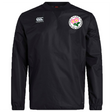 Introducing the Society of Iowa Rugby Referees Club Vaposhield Contact Top by EMB Canterbury—a black long-sleeved pullover featuring the Canterbury logo on the right chest and a red rose crest with Japanese text on the left. Designed as part of our custom rugby apparel range, this top incorporates advanced Vaposhield technology for superior water resistance and durability.
