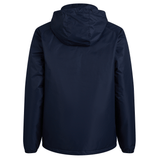 A Canterbury Club Vaposhield Stadium Jacket with a hood on it.