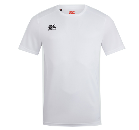 A Canterbury Club Dry Tee with a black and red logo on the chest.