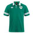The Ireland 25/26 Heritage Jersey by Canterbury features a classic white collar, white sleeve stripes, and the IRFU crest on the left chest.