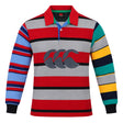 Canterbury Uglies Long Sleeve Rugby Jersey featuring a multi-colored striped pattern and a large grey logo on the chest.