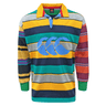 A Canterbury Uglies long sleeve rugby shirt with a colorful striped design.