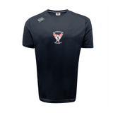 The Superior Rugby Club Tempo Vapodri T-Shirt by WRS Canterbury is a black athletic short-sleeve shirt featuring a "Superior Rugby" chest logo and CCC Canterbury logo, inspired by the Vapodri Tee for top performance.