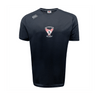 The Superior Rugby Club Tempo Vapodri T-Shirt by WRS Canterbury is a black athletic short-sleeve shirt featuring a "Superior Rugby" chest logo and CCC Canterbury logo, inspired by the Vapodri Tee for top performance.