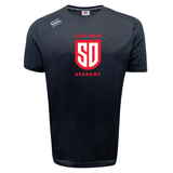 Black short-sleeved Legion Academy Tempo Vapodri T-Shirt by Canterbury with a red “LEGION SD ACADEMY” logo on the chest.