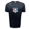 The SWFL Lady Hammerheads Tempo Vapodri T-Shirt by WRS Canterbury is a black short-sleeve sports tee with the team logo and shark on the front, plus a small Canterbury logo on the shoulder for moisture-wicking comfort.
