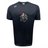 The Birmingham Iron Women’s Football Tempo Vapodri T-Shirt by WRS Canterbury features a moisture-wicking black short-sleeve design and the team logo with knight's helmet and sword on the front. Brand logos are displayed on the shoulders.