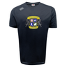 The Winchester Cannons Tempo Vapodri T-Shirt by WRS Canterbury is a black short-sleeve sports tee featuring a colorful club crest on the chest, white Canterbury logo on the right shoulder, and moisture-wicking Vapodri technology.