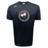 The Society of Iowa Rugby Referees Tempo Vapodri T-Shirt by Canterbury, from WRS Canterbury, features a navy blue design with the “S.T.R.R. of Iowa Rugby Referees” logo—including two pink flowers and green leaves—on the chest, and is crafted as an athletic performance shirt that delivers both style and comfort on and off the field.