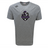 The WRS Canterbury Cypress Warriors Men's Rugby Tempo Vapodri T-Shirt features a gray short-sleeve design with the “Cypress Warriors Men’s Rugby 2024” logo and a helmeted warrior with sword graphic, blending athletic performance and style.
