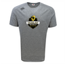 The Chicago Riot Tempo Vapodri T-Shirt by WRS Canterbury is a grey, short-sleeve, moisture-wicking sports tee with the "Chicago Riot Rugby Football Club" logo in black and yellow on the front center.