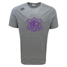 Grey moisture-wicking Western Carolina University Tempo Vapodri T-Shirt by Canterbury with a purple Western Carolina Rugby emblem on the chest.