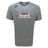 The WRS Canterbury USA Para Powerlifting Tempo Vapodri T-Shirt features short sleeves, a gray color, "USA Para Powerlifting" text, a red barbell graphic on the chest, and moisture-wicking comfort in Canterbury’s signature style.