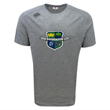 The Kingwood Rugby Tempo Vapodri T-Shirt by WRS Canterbury features moisture-wicking fabric and the club crest, established 2004, with a shield design of crown, tree, horse, and panther.