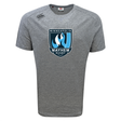 Introducing the Minneapolis Mayhem Rugby Tempo Vapodri T-Shirt by WRS Canterbury—a grey short-sleeve athletic performance tee featuring a blue and white “Minneapolis Mayhem Rugby” logo on the front and a small Canterbury logo on the right shoulder. Engineered with moisture-wicking Vapodri technology, this sports t-shirt is perfect for your active lifestyle.