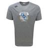 The Milwaukee Barbarians Rugby Tempo Vapodri T-Shirt by Canterbury features the club crest in blue, white, and gold on gray, with a small Canterbury logo on the shoulder. This WRS Canterbury tee offers moisture-wicking performance for athletes.