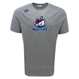 Grey SUNY Maritime Men’s Rugby Tempo Vapodri T-Shirt by Canterbury with a “Maritime Rugby” anchor and letter M logo on the chest.