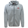 Introducing the Santa Rosa Youth Rugby Tempo Vapodri Full-Zip Hoodie by EMB Canterbury—a light grey zip-up hoodie featuring a drawstring hood and an embroidered red rose on the left chest. The black Canterbury logo on the right chest delivers signature style, while the CCC VapoDri fabric ensures moisture-wicking comfort throughout the day.