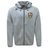 The RVA T.R.C. Tempo Vapodri Full-Zip Hoodie by EMB Canterbury is a light gray hoodie featuring a hood, drawstrings, and two badges: the “Canterbury” logo on the right shoulder and the “RVA” crest on the left chest. Crafted with moisture-wicking VapoDri fabric, this Canterbury hoodie keeps you comfortable all day long.