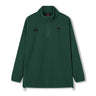 The Ireland 26 Retro Fleece 1/4 Zip by Canterbury is a dark green, long-sleeve pullover inspired by the classic rugby fleece design. It features two black embroidered Canterbury logos on the chest, an adjustable drawstring at the hem, and combines vintage style with modern comfort.