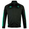The Ireland 24 Travel Jacket by Canterbury is a black and green jacket featuring chest logos and a zip-up front. Designed for durability and water resistance, it’s perfect for any adventure.