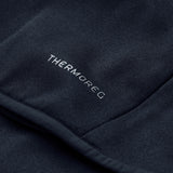 Close-up of a dark fabric with the word “THERMOREG” printed in white, highlighting Canterbury’s innovative ThermoReg technology featured in the Ireland 26 Hybrid Padded Jacket, designed for effective temperature regulation.