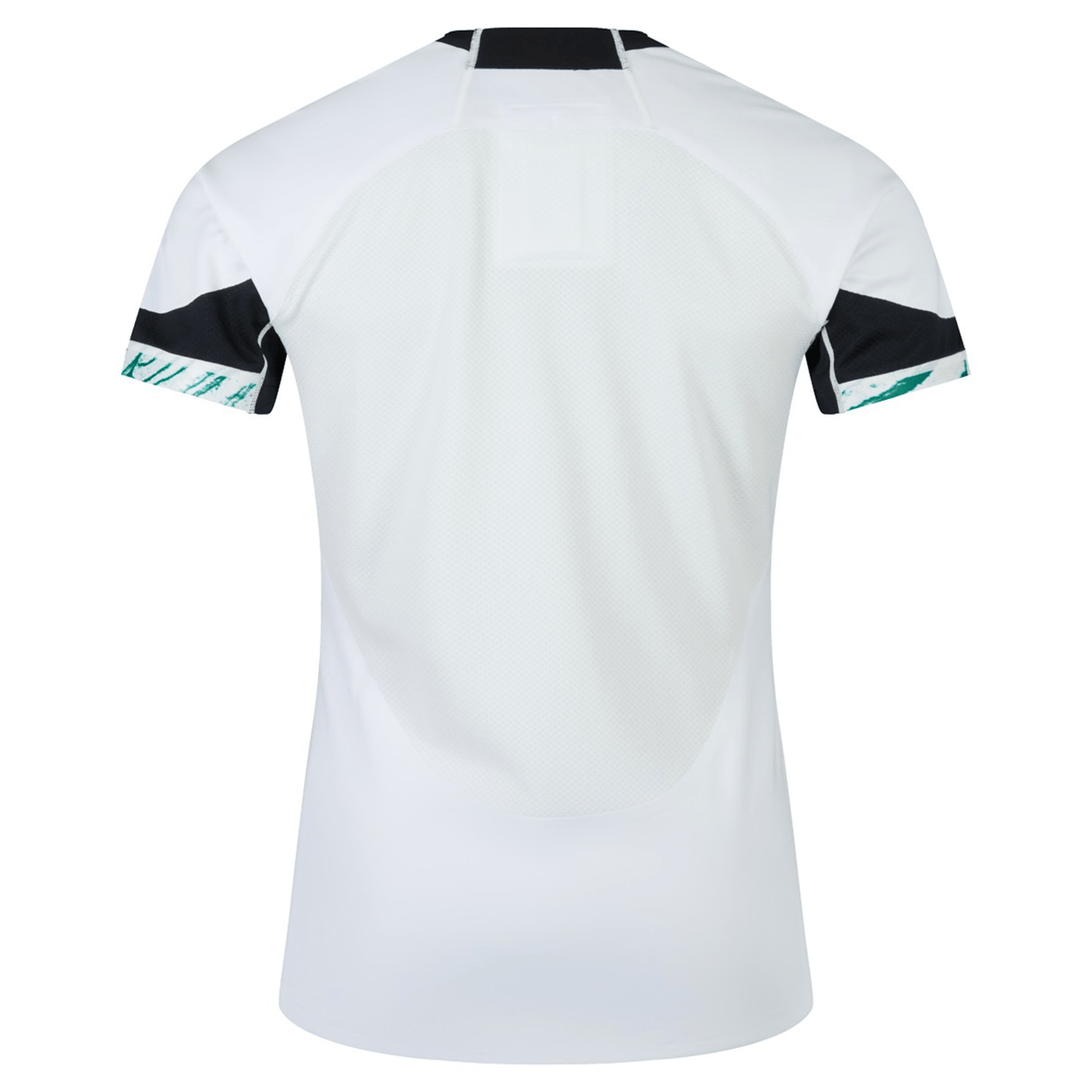 Back view of the super slim fit Ireland 24 Alternate Test Jersey by Canterbury, featuring black accents and green VapoDri details on the sleeves.