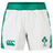 The Junior Ireland 24 Home Match Shorts by Canterbury, in white and green, feature the IRFU logo on the right and Canterbury's logo on the left. Designed for junior players, these shorts offer durable comfort with moisture-wicking fabric to keep you dry during intense gameplay.