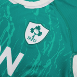 Women's Ireland WIRFU Home Pro Jersey by Canterbury showcases the Official IRFU crest with a rugby ball and shamrocks, enhanced by VapoDri technology for the perfect blend of tradition and comfort.