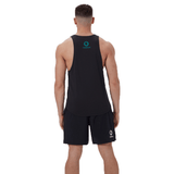 Rear view of a person wearing the Canterbury Ireland 24 Poly Training Singlet and shorts, made from quick-drying fabric, against a white background.