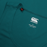 Ireland 24 Poly Training Singlet by Canterbury in green, featuring quick-drying fabric. Size large with a "recycled content made in China" label inside the neckline.