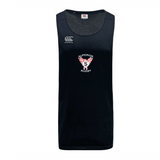 Black sleeveless Superior Rugby Club Tempo Vapodri Singlet by WRS Canterbury with "Superior Rugby" logo, winged S on left chest, VapoDri moisture management, and white Canterbury logo on right shoulder.
