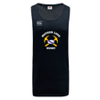 Black moisture-wicking Mother Lode Tempo Vapodri Singlet featuring a graphic of two crossed yellow pickaxes with a rugby ball in the center and the text “MOTHER LODE RUGBY.”