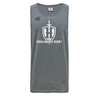 Gray Highlanders Rugby NC Tempo Vapodri Singlet by WRS Canterbury with "Highlanders Rugby" text and a sword and shield logo on the front. Made from recycled polyester, this singlet incorporates VapoDri technology to keep you cool and comfortable.