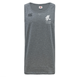 The Falcon Youth Rugby Embroidered Tempo Vapodri Singlet by EMB Canterbury is a gray recycled polyester sleeveless shirt. It features VapoDri technology, "FALCON" and a logo on the right chest, a small emblem on the left shoulder, and Canterbury branding for an authentic athletic look.