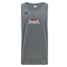 The USA Para Powerlifting Tempo Vapodri Singlet by WRS Canterbury is a gray sleeveless athletic shirt made from recycled polyester, featuring moisture-wicking VapoDri tech and "USA Para Powerlifting" with logo printed on the front.